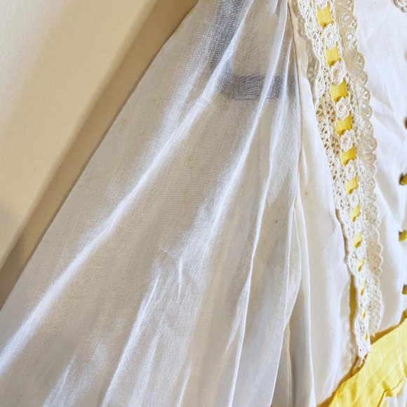 Vintage 60s/70s Maxi Dress, Size: Small, Yellow and White - Picture 4 of 6